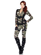 Weibliche Fallschirmjägerin, Kostüm-Overall, lange Ärmel, Front-Reißverschluss, Tarnmuster